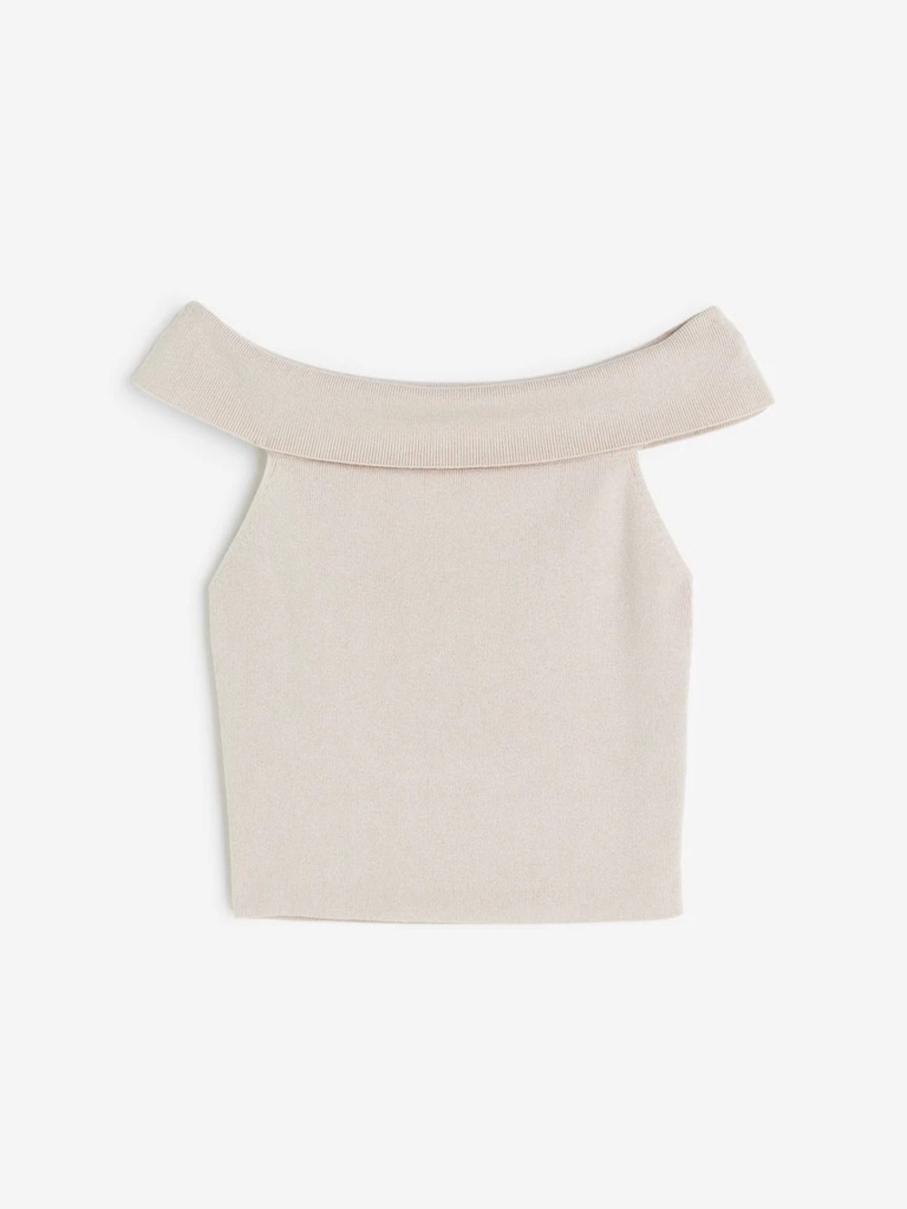 H&M Ribbed Knit Top in Soft Beige